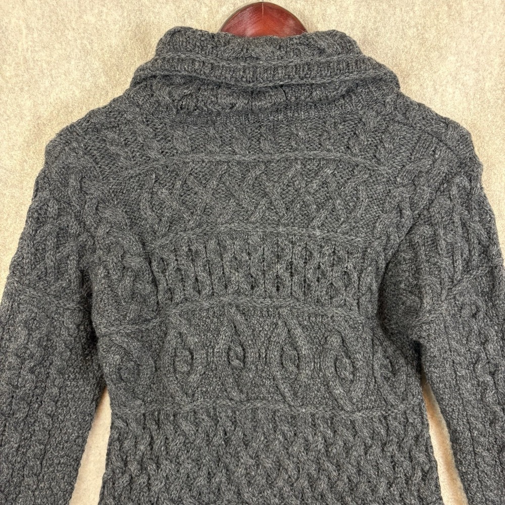 Aran Crafts Ireland Cardigan Women S 100% Merino Wool Cable Knit Long Full Zip - Picture 6 of 11